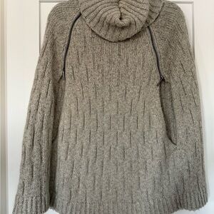 The Limited Gray Shawl Cable-Knit Turtleneck Sweater